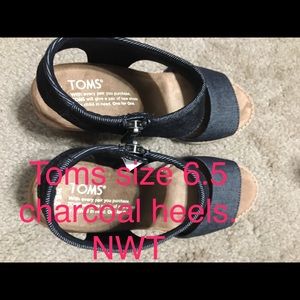 Toms Size 6.5 Charcoal Heels. NWOT
